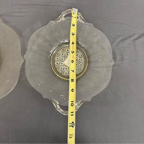 Set Of 2 1930’s Lancaster Glass Yellow Depression Glass Serving Trays - Picture 10 of 12